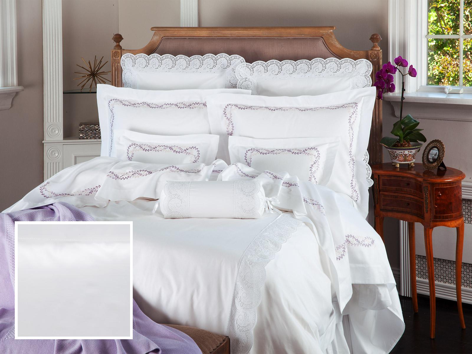Vivienne Bed Linens Fitted Sheets,Fitted White Sateen (Queen )
