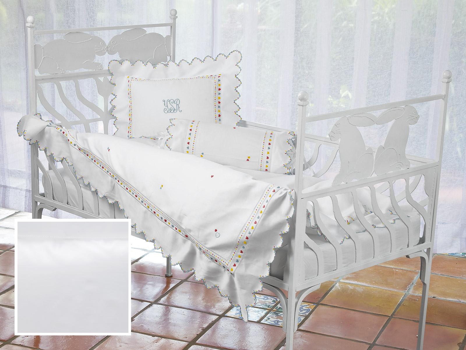 Baby Valentino Crib Bedding, Fitted White Sateen (Fitted Sheet)
