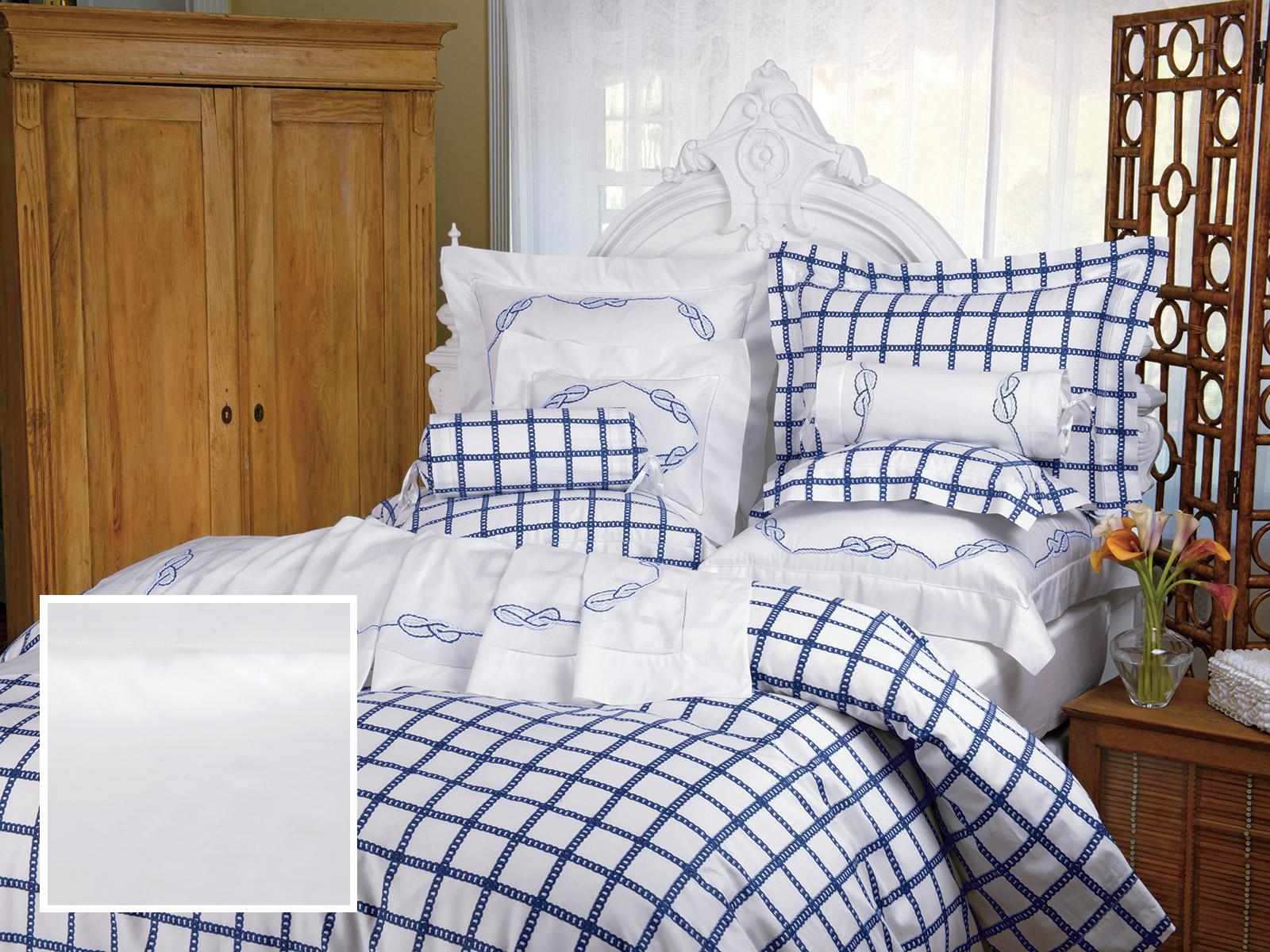 Reef Knot Fitted Sheets,Fitted White Sateen (Full )