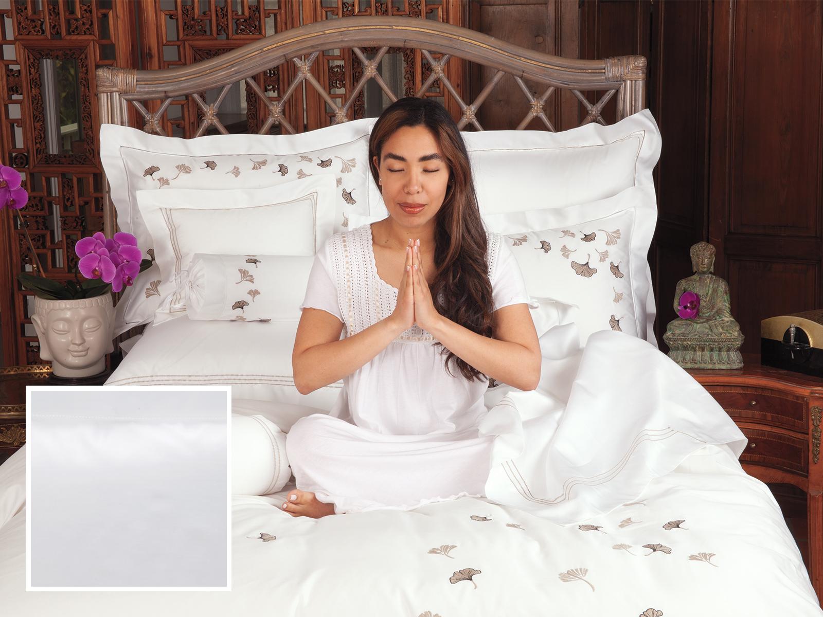 Ginkgo Fantasy Fitted Sheets,Fitted White Sateen (Queen )