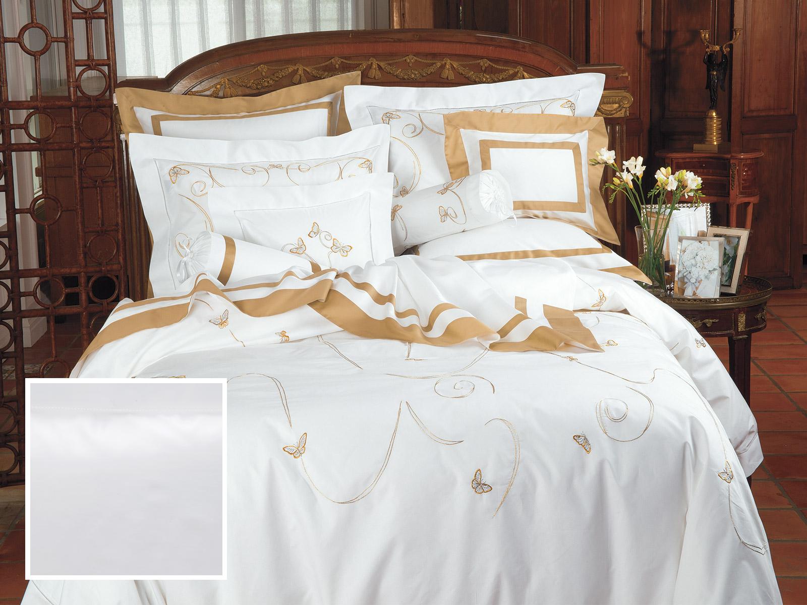 Golden Butterfly Fitted Sheets,Fitted White Sateen (Twin )