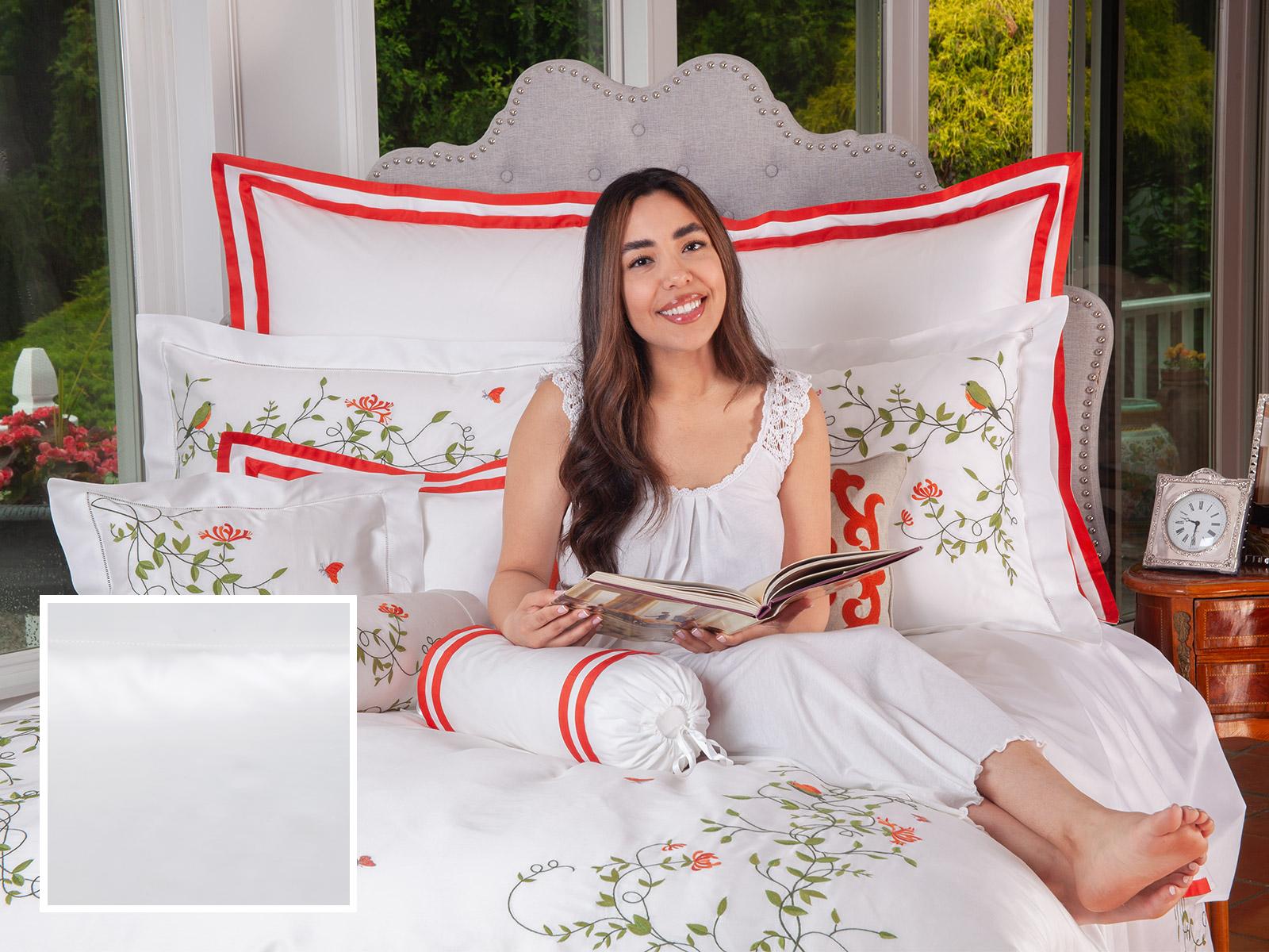 Enchanted Garden Fitted Sheets,Fitted White Sateen (Twin )