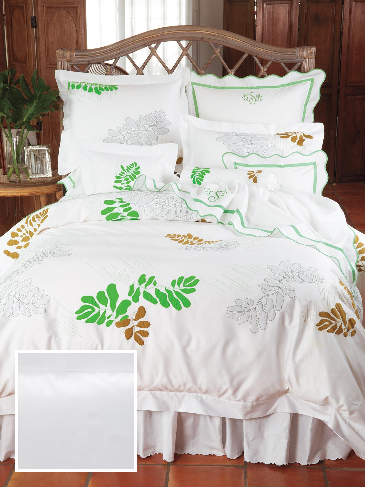 Botanicals Fitted Sheets,Fitted White Sateen (Twin )
