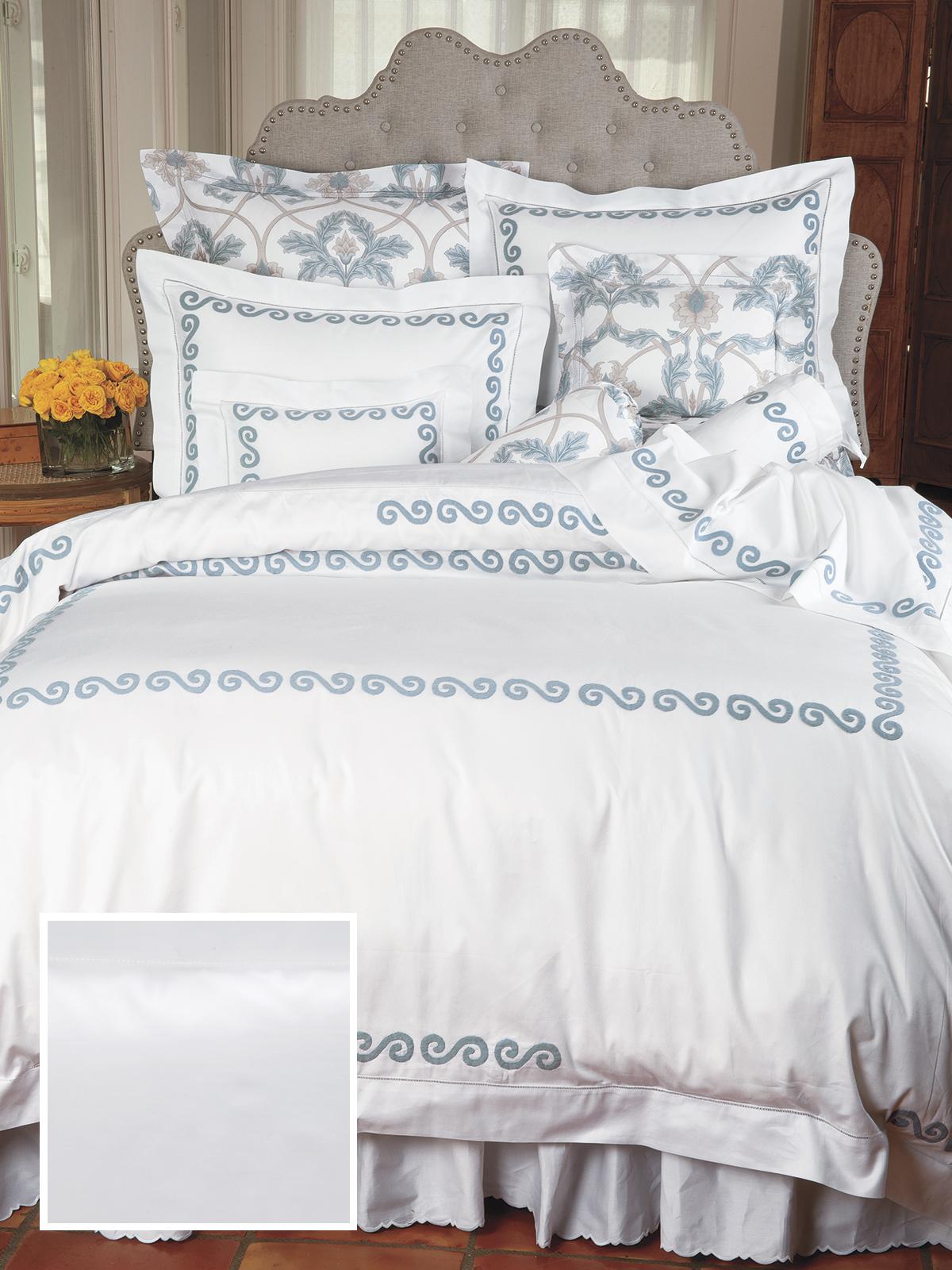 Swirling Fitted Sheets,Fitted White Sateen (King )