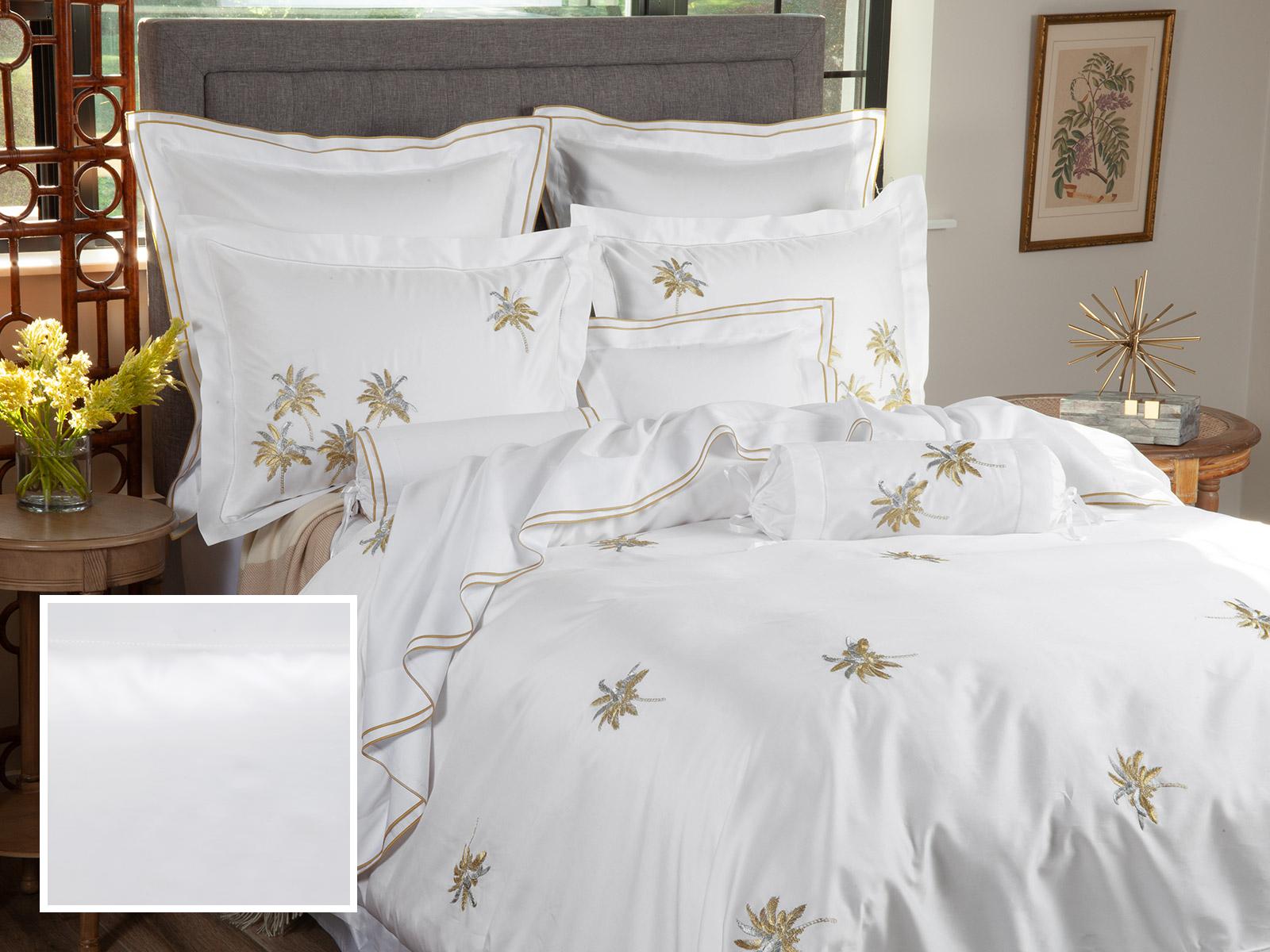 Palmetto Fitted Sheets,Fitted White Sateen (King )