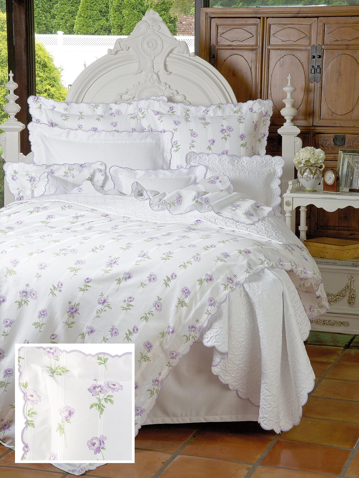 Carnations Flat Sheets,Lavender (Queen )