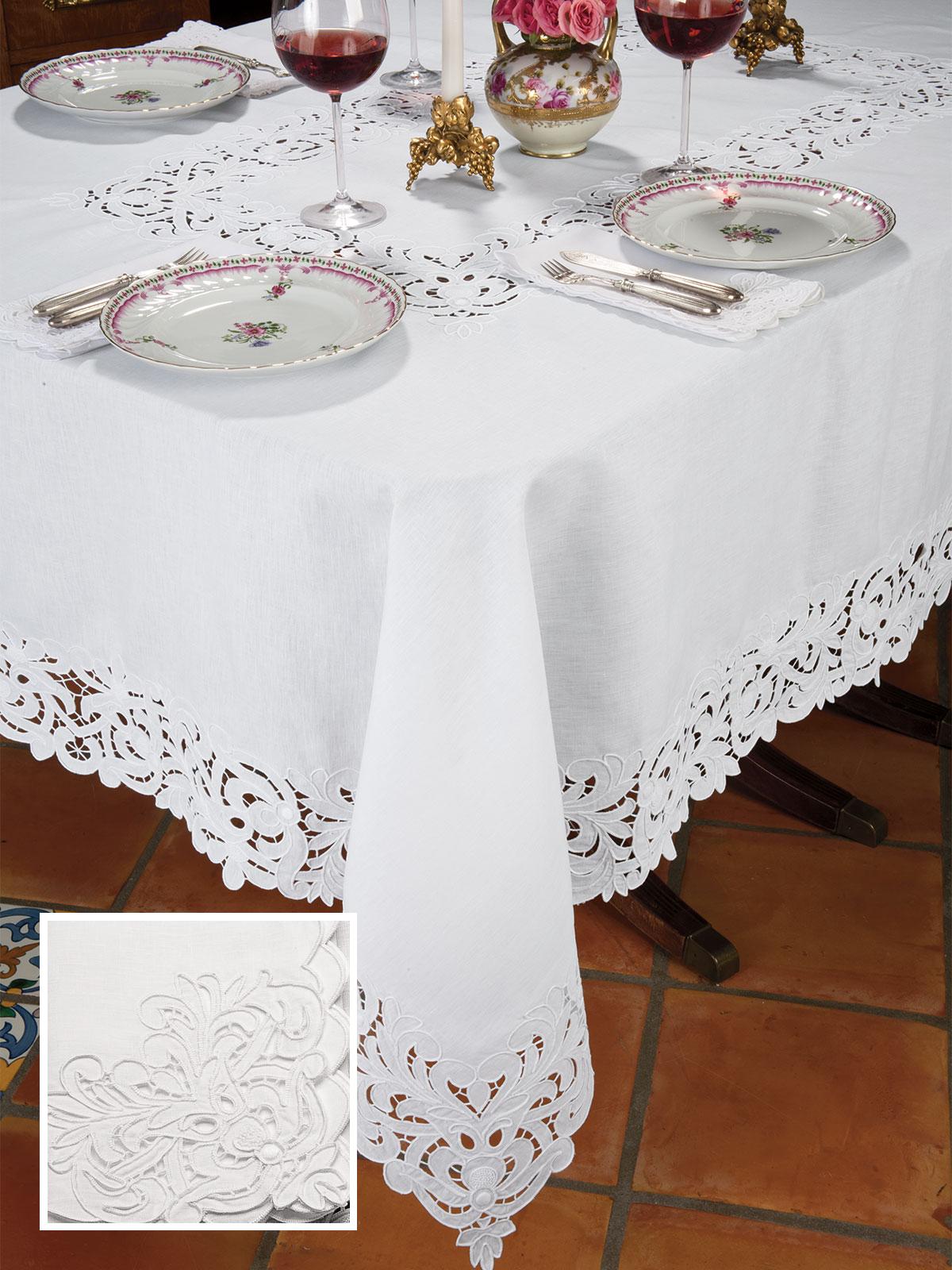 Florence Tablecloths, White (72 Round)