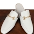 Pearl Walk Slippers: White with Gold-tone Buckle