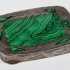 Ladies Antique Compact. Engraved Silver inlaid with Malachite