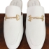Pearl Walk Slippers: White with Gold-tone Buckle