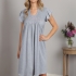 Margarita Nightgown: Gray with Pink embroidery