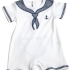 Cub Nautica Baby Onesie: Front with Embroidered Anchor & Appliqué Tie