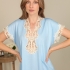 Viorica Nightgown Detail: Blue with Ivory Lace