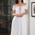 Natalie Nightgown: White with Coral