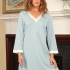 Afina Nightgown: Blue with Ivory Trim