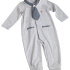 Sebastian Baby Onesie: Navy & Gray w/ Collar & Tie