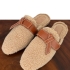 Bruna Slippers: Beige Faux Fur & Leather Accents