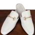 Pearl Walk Slippers: White with Gold-tone Buckle