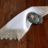 Fontaine Ladies Handkerchief: White Linen with Sky Mist Lace Border