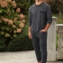 Alexander Men's Pajamas: Charcoal Gray with Black accents