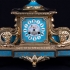 Sèvres Cobalt Blue Gilt Bronze & Porcelain Garniture Set: Mantle Clock Detail