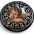 Silver Compact Case with Niello work: Enamel painted front panel