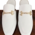 Pearl Walk Slippers: White with Gold-tone Buckle