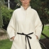 Clarice Alpaca Cape: Ivory with Black leather accents