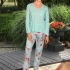 Floral Delight PJ: With Long Sleeve Top in Blue