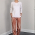 Hattie Pj's: 100% Pima Cotton. White Top & Bronze Pants
