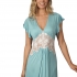 Amberly Long Gown: Light Blue with White lace insert