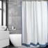 Brooklyn Shower Curtain: Cotton Piqué with Blue Linen Border