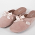 Comfique Slippers: Blush Suede with matching Satin Bow