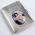 Sterling Silver Antique Cigarette Case. Hand-painted nude scene