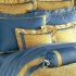 Rembrant Damask Bedding: Blue/Gold