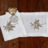 Palmetto Cocktail Napkins: Set of 6. Embroidered in Metallic Gold & Silver