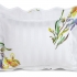 Lilies: Multicolor Print on White Damask Stripe