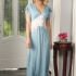 Amberly Long Gown: Blue with White lace insert