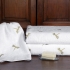 Shimmering Dragonfly Towels: Metallic Silver & Gold Embroidery