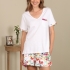 Wild Bloom: Shorts with V-neck T Shirt