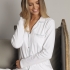 Danielle Pajamas: White with Blue Whip-stitching