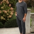 Alexander Men's Pajamas: Charcoal Gray with Black accents